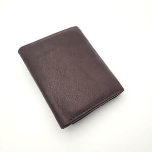 Brown Leather Trifold Wallet Card Holder Billfold Minimalist Mens New Gift Idea
